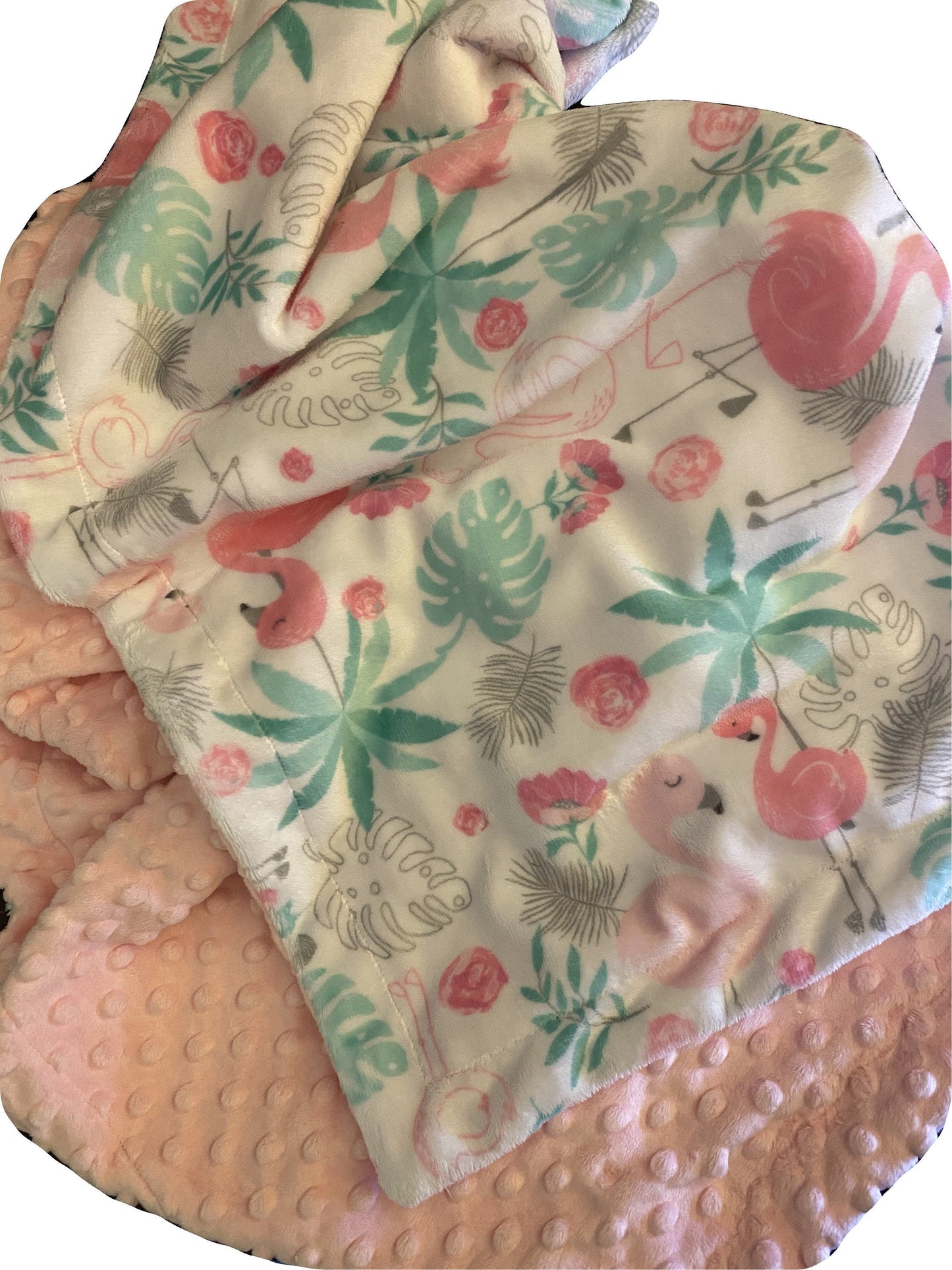 Personalized Flamingo Minky Baby Blanket, Baby Girl Pink Flamingo Blanket, Baby Girl Minky Blanket Baby Girl Gift