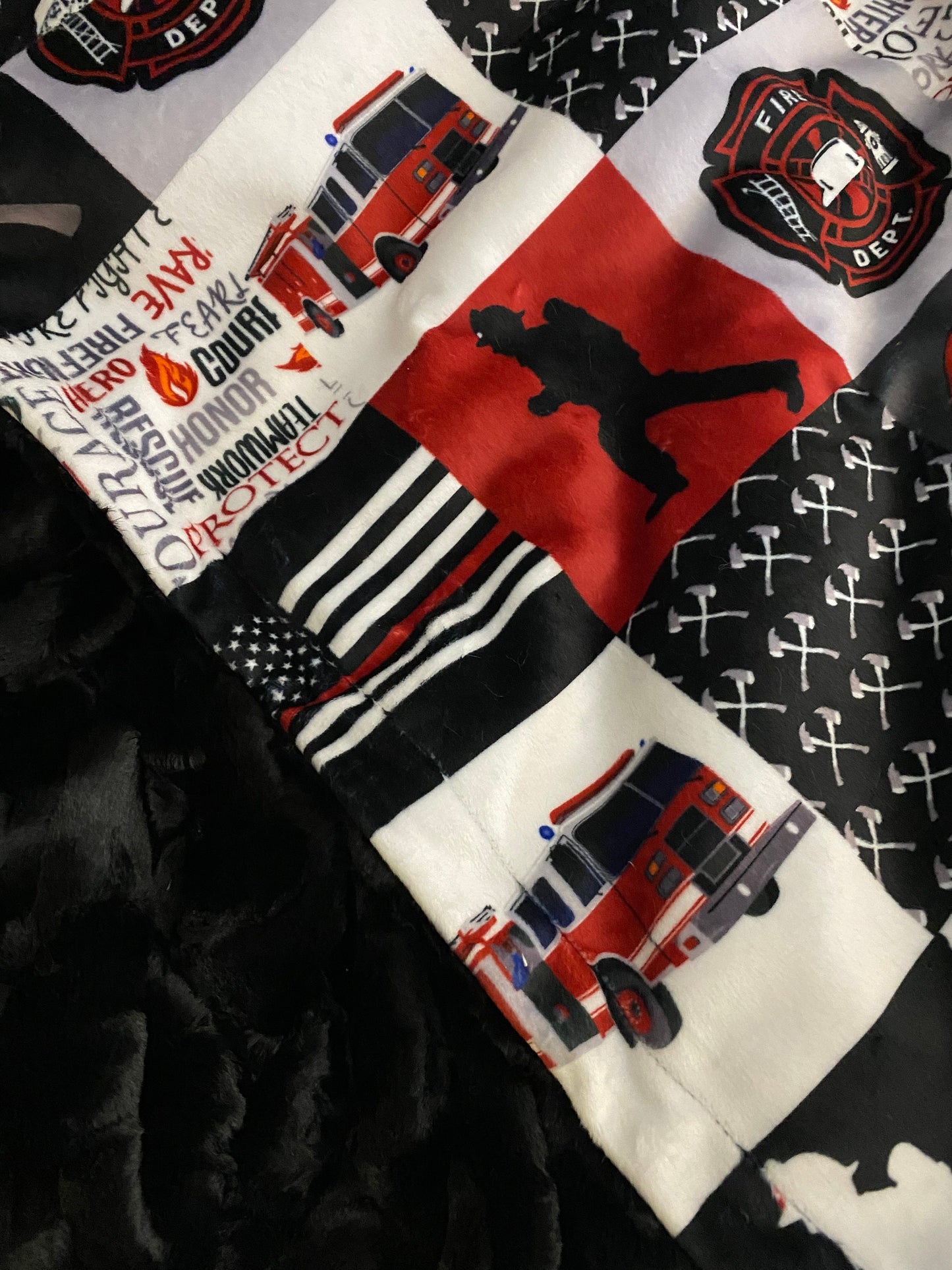 Fireman Minky Blanket, Personalized Minky Baby Blanket, Fire Truck Blanket, Emergency Services, Minky Blanket ky Baby Boy or Baby Girl Blanket,