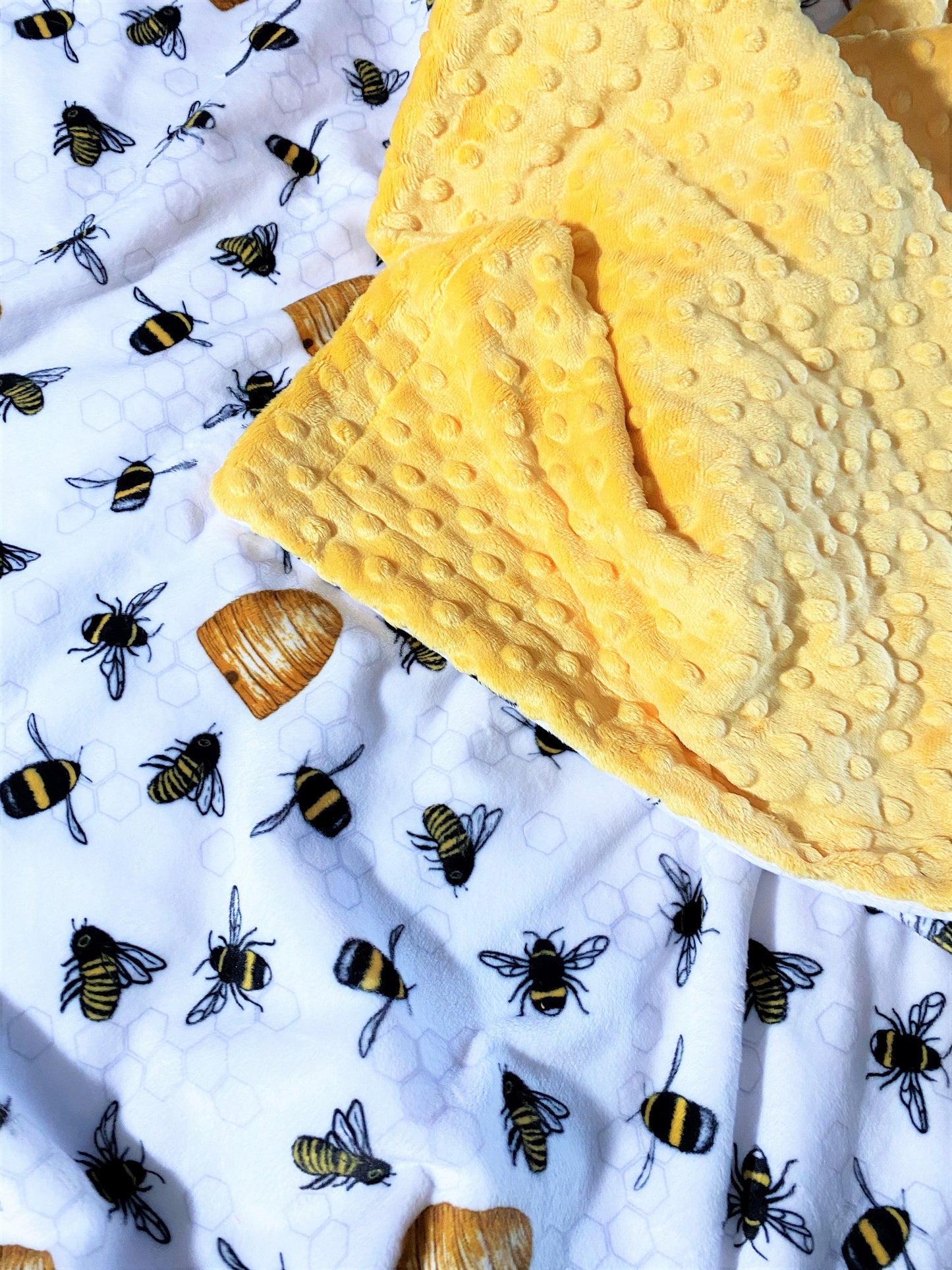 Bee Keepers Minky Blanket, Personalized Minky Throw Blanket, Bumble Bee Lovers, Honey Bee Minky Adult Blanket