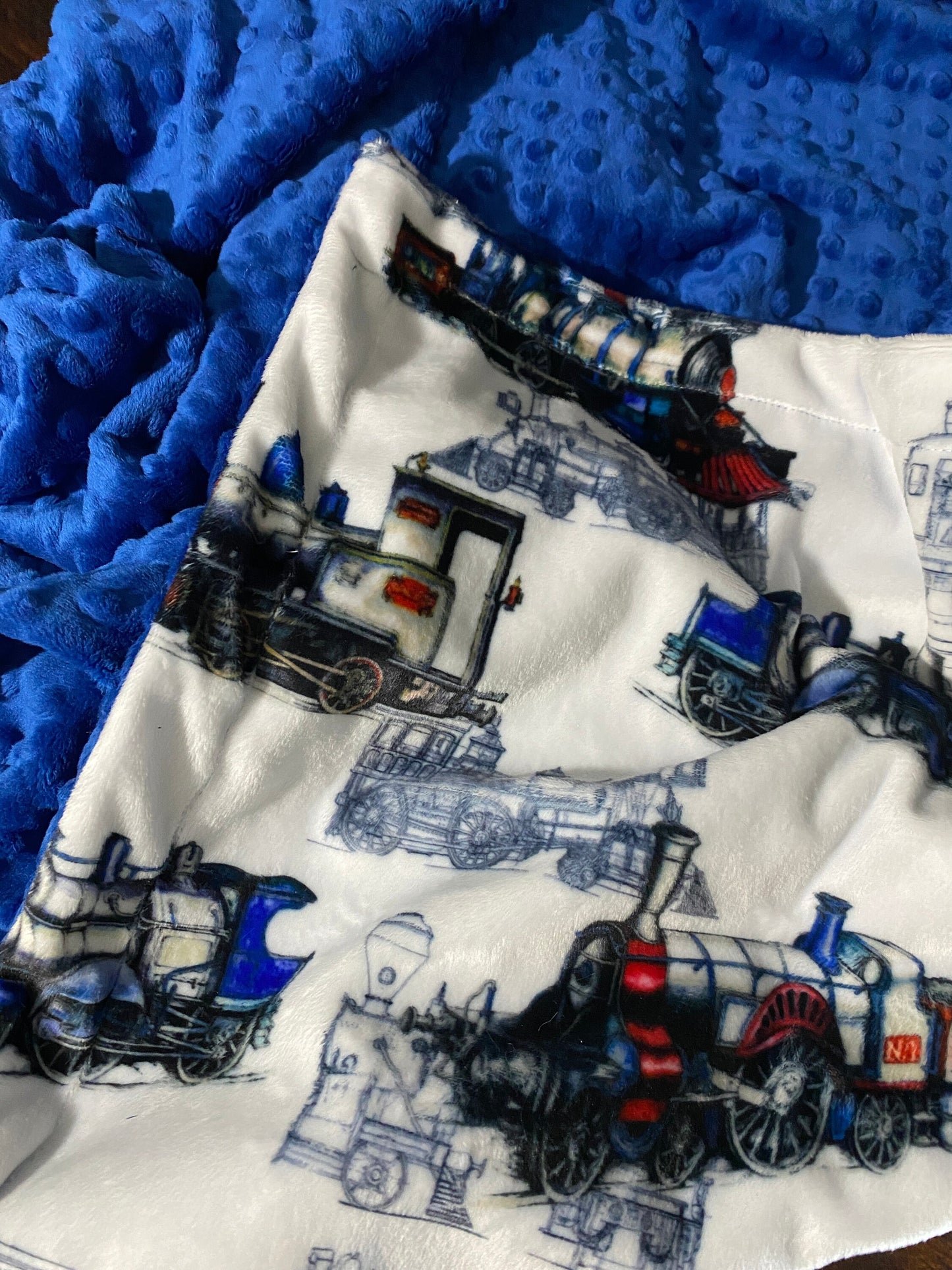 Minky Throw Blanket, Train Blanket, Locomotive Blanket, Train Lovers Blanket,Personalized Blanket