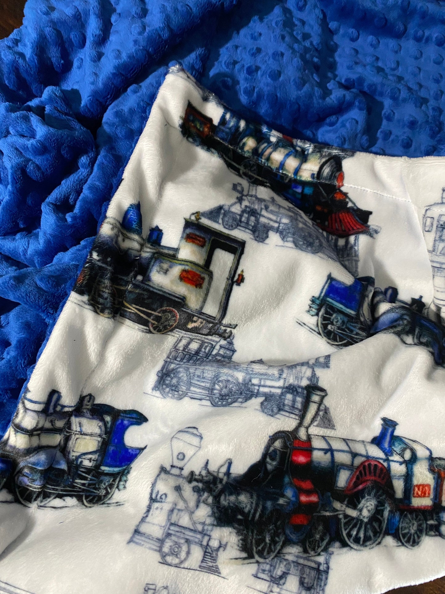 Minky Baby Blanket, Personalized Train Nursery Decor, Locomotive Blanket, Train Lovers Blanket, Baby Boy Shower Gift