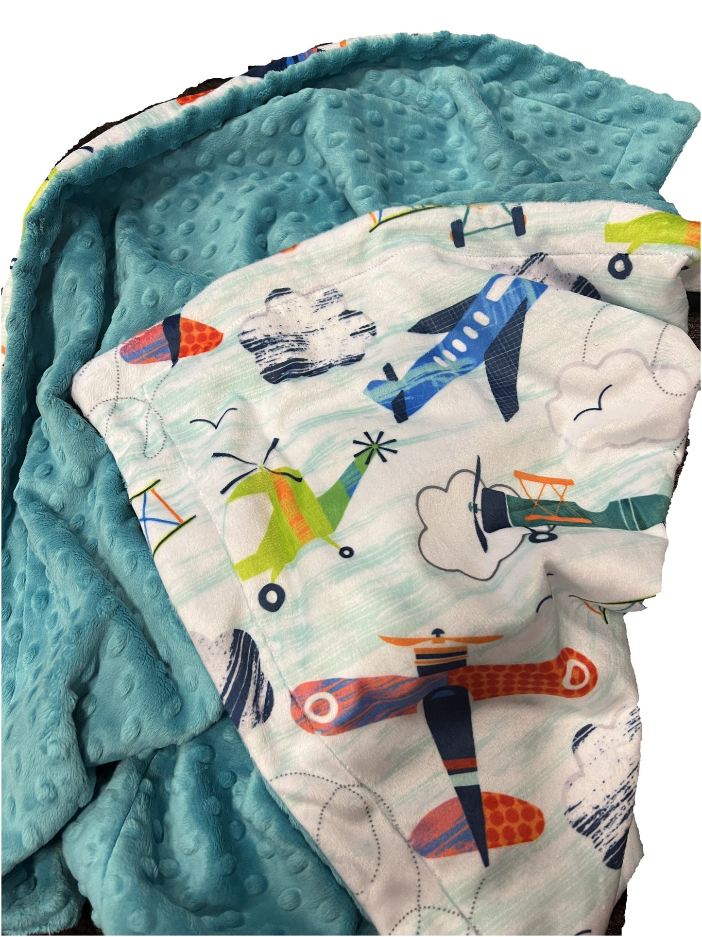 Minky Personalized Airplane Nursery Blanket ,Minky Baby Blanket, Baby Boy Airplane Blanket