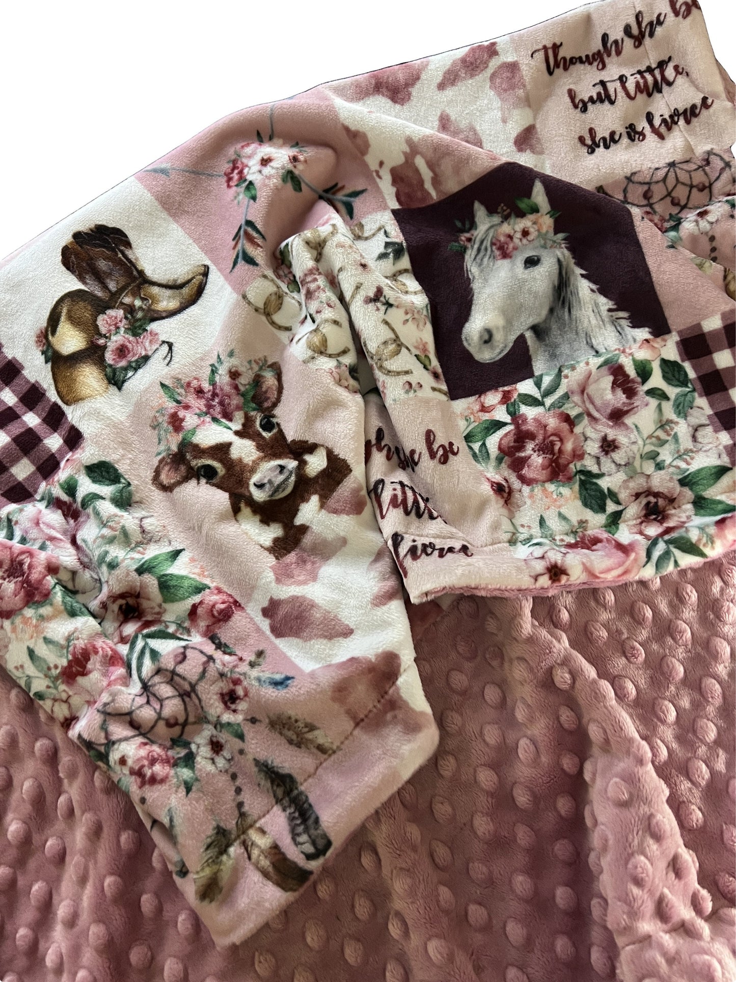 Personalized Cowgirl Minky Blanket, Horse Lovers Blanket, Minky Cow Blanket, Minky Baby Blanket, Girl Baby Shower Gift