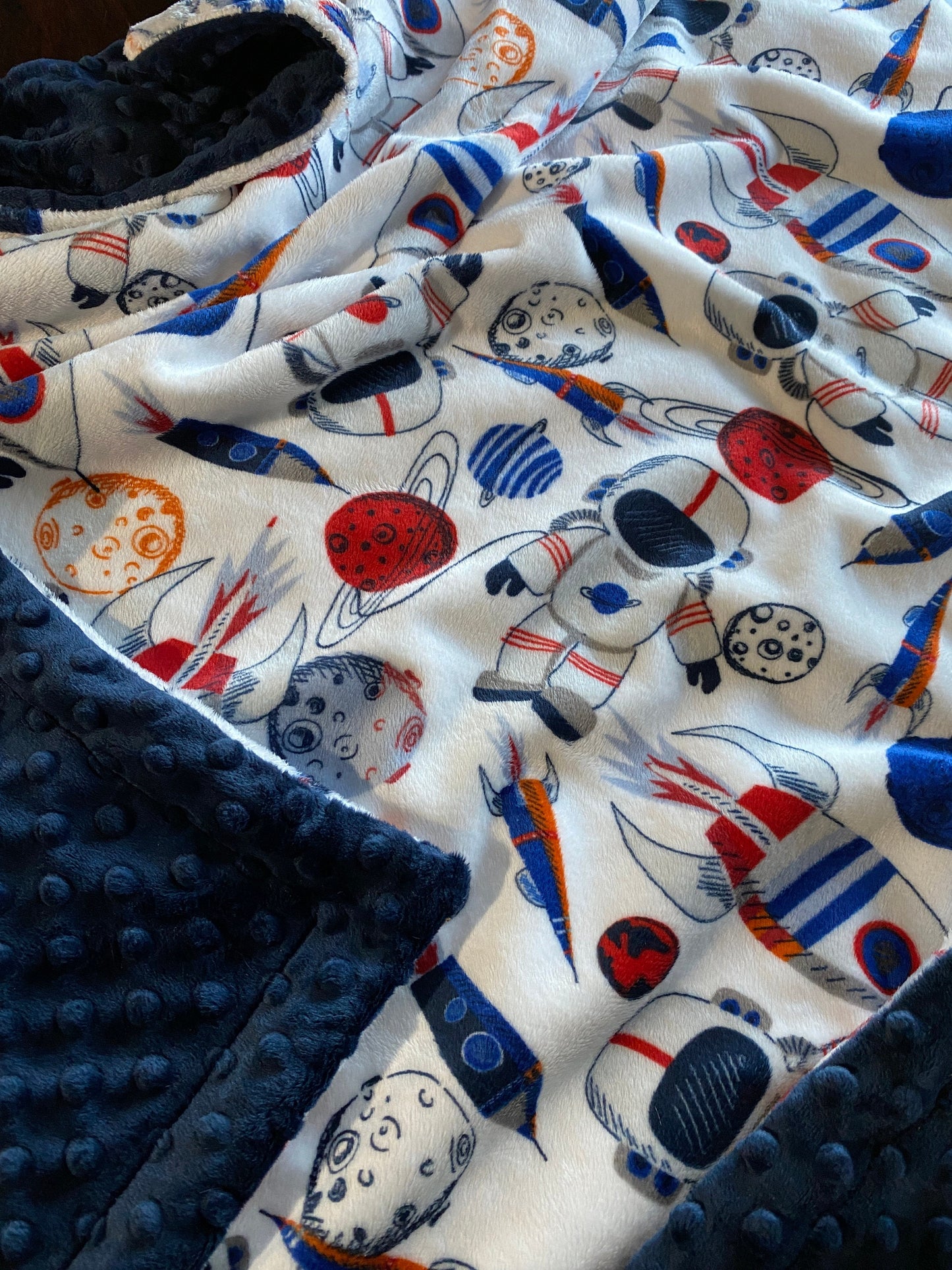 Astronaut Minky Baby Blanket, Personalized Space Blanket, Minky Baby Blanket, Outerspace Bedding