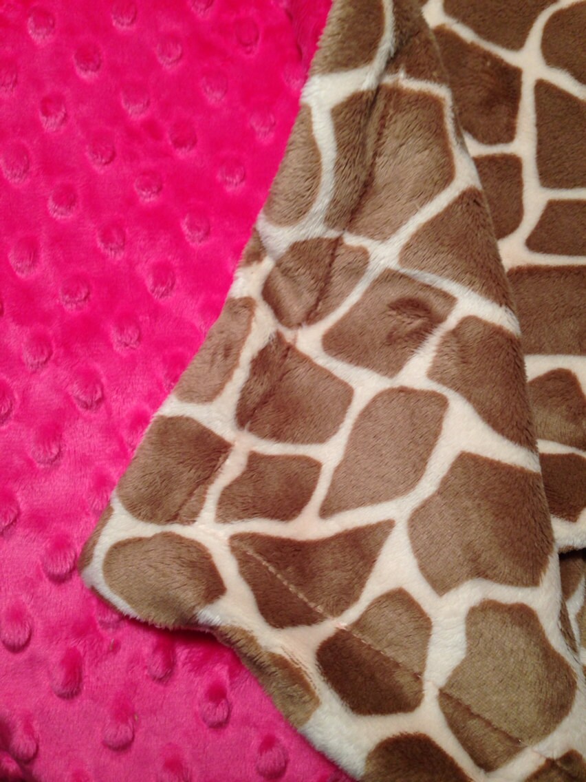 Minky Giraffe Blanket  Animal Print Blanket   Lap Blanket   Baby Girl  Blanket  Boy Minky Blanket  Giraffe Toddler Blanket  Size 40 x 50