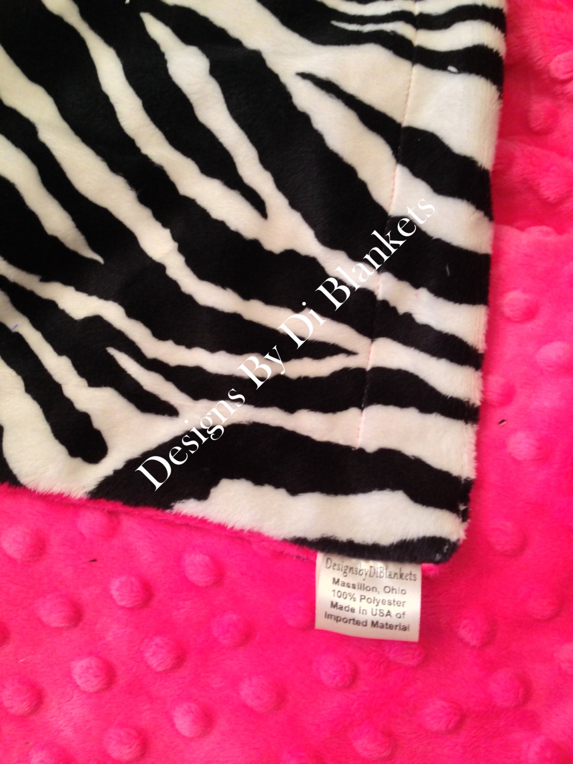 Minky Baby Blanket, Zebra Print Blanket, Crib Size Blanket,Animal Print, Boy or Girl Blanket, Crib Size Nursery Blanket Size 36 x 45 In